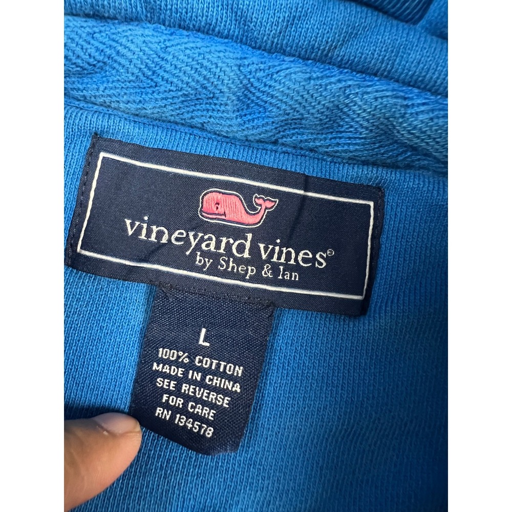 Vineyard Vines Pullover Womens L Blue Quarter Zip Raw Hem Cropped Cotton Logo - Picture 8 of 15